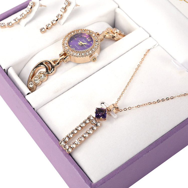 Ladies Watch, Earrings, and Necklace Set