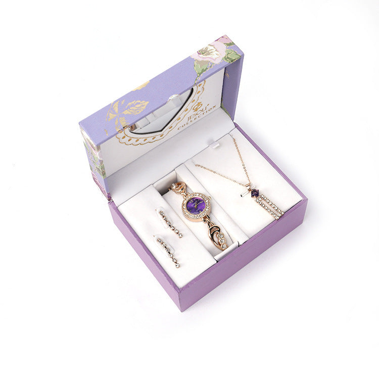 Ladies Watch, Earrings, and Necklace Set