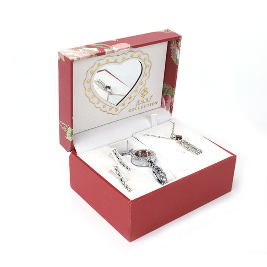 Ladies Watch, Earrings, and Necklace Set