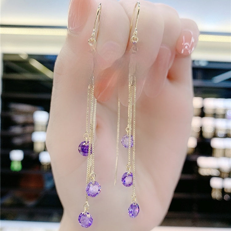 Purple Crystal Flower Earrings