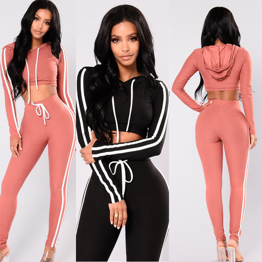 Crop Top Hoodie Loungewear Set