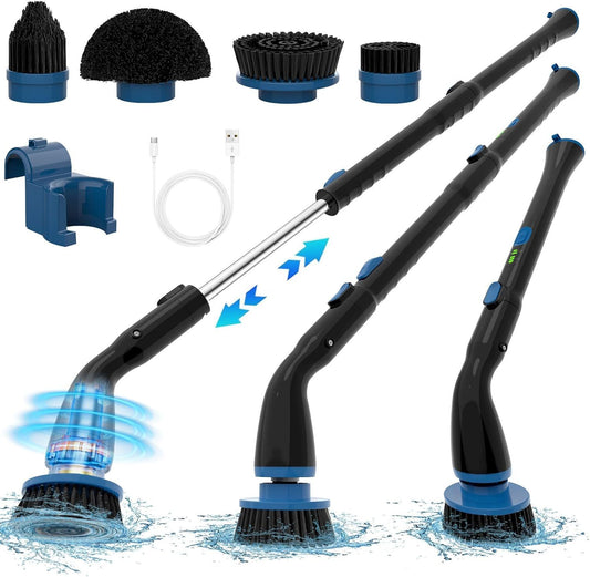 Multi-Purpose Cordless Electric Spin Scrubber With 4 Replaceable Heads