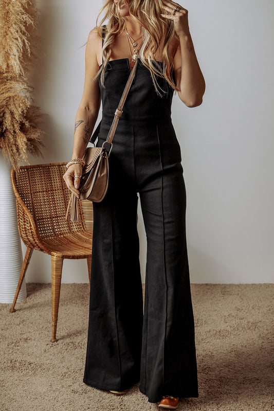 Spaghetti Strap High Waist Flared Jumpsuit