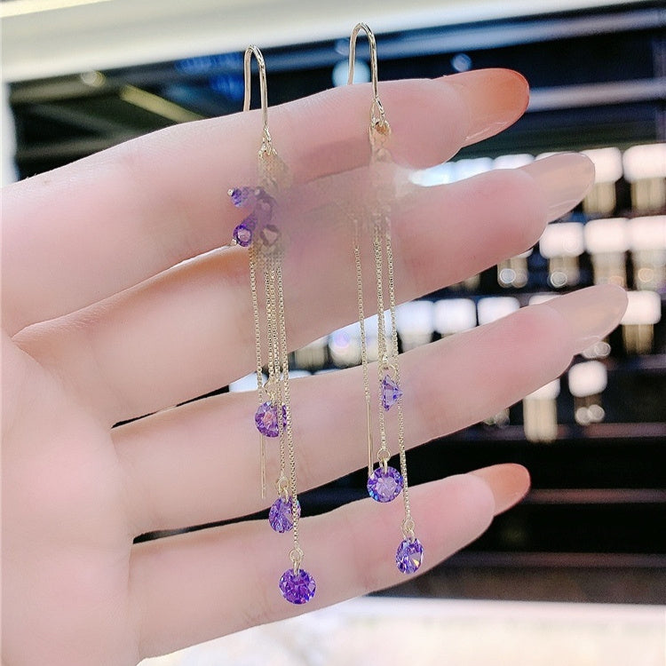 Purple Crystal Flower Earrings